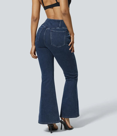 SF Flex™ High Waisted Crossover Pocket Washed Casual Jeans