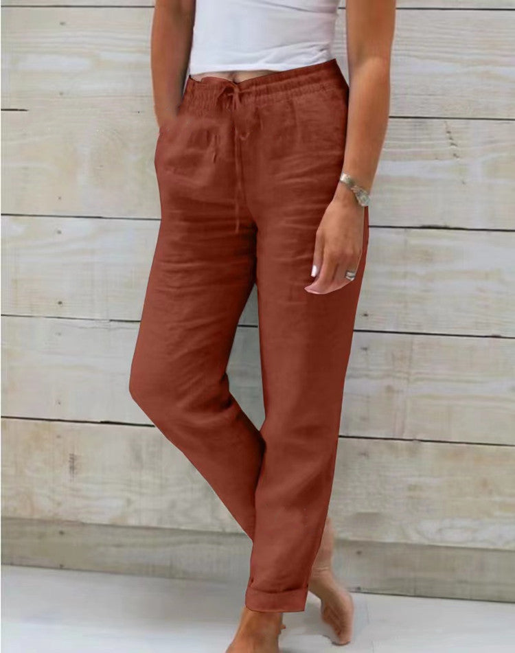 Elisse - Cotton Linen Casual Trousers