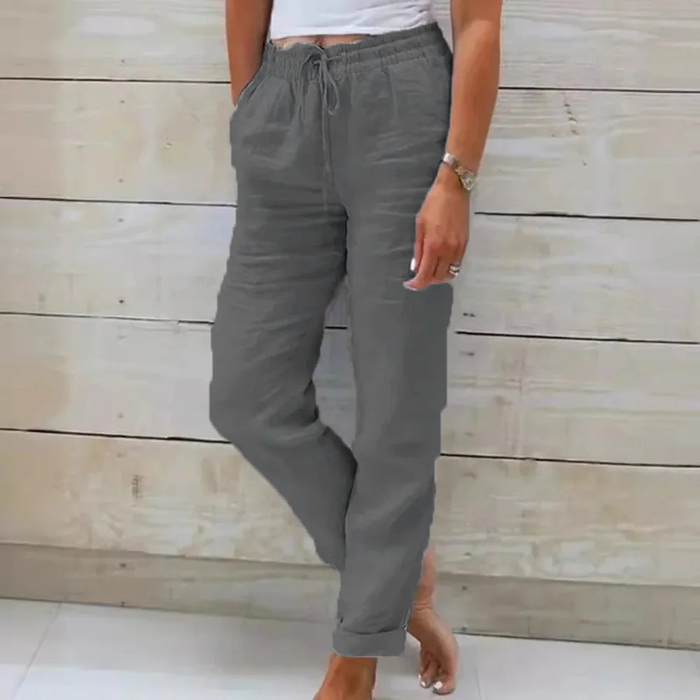 Elisse - Cotton Linen Casual Trousers