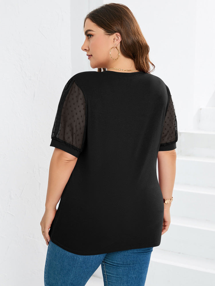 Rosie | Sheer Sleeve V-Neck Top