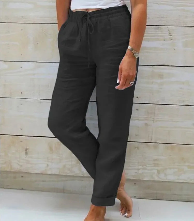 Elisse - Cotton Linen Casual Trousers