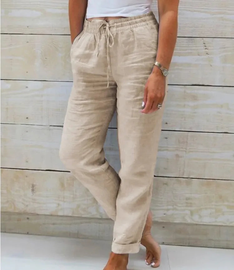Elisse - Cotton Linen Casual Trousers