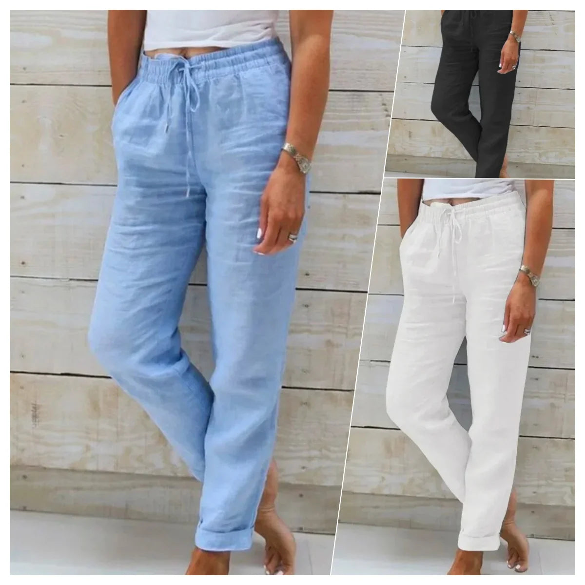 Elisse - Cotton Linen Casual Trousers