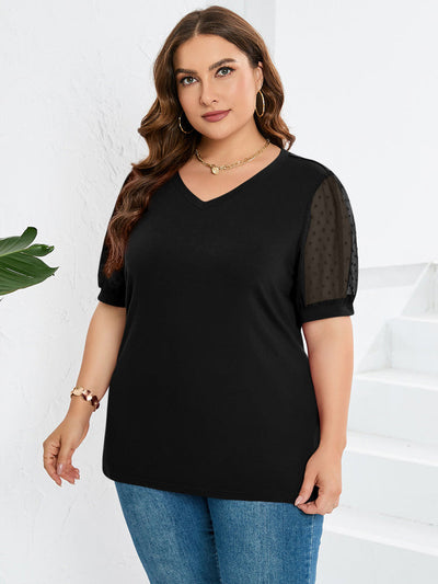 Rosie | Sheer Sleeve V-Neck Top