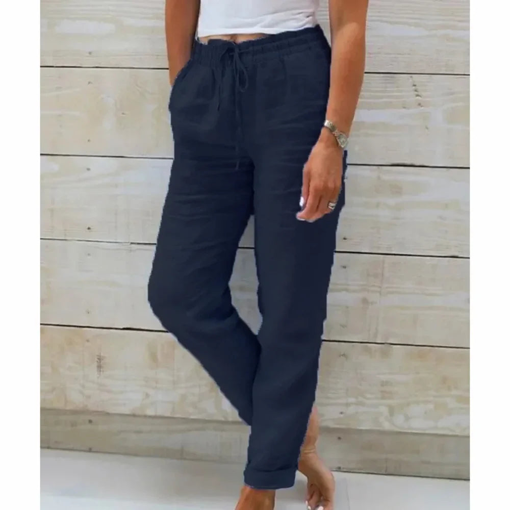 Elisse - Cotton Linen Casual Trousers