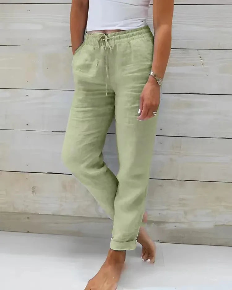 Elisse - Cotton Linen Casual Trousers