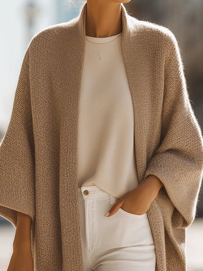 Ruby - Sand Beige Oversized Knit Cardigan